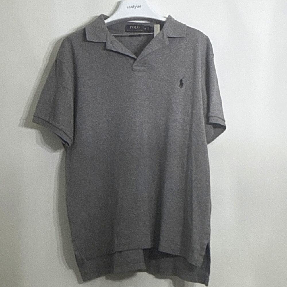 Polo Ralph Lauren Men's Polo Shirt M Regular Gray Solid Short Sleeve Custom Fit